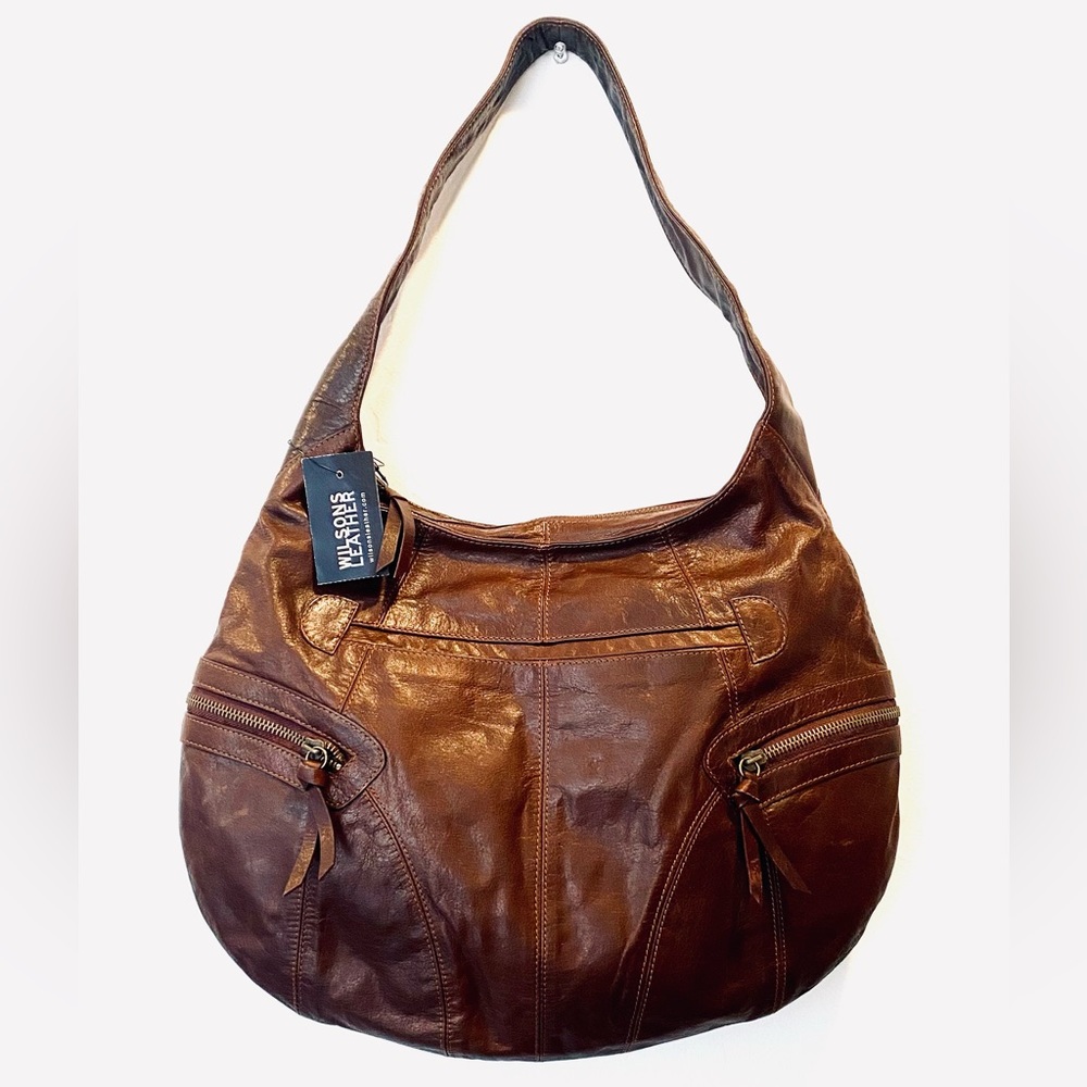 WILSONS LEATHER Pelle Studio Deadstock Vintage Hobo Brown Large Size y2k